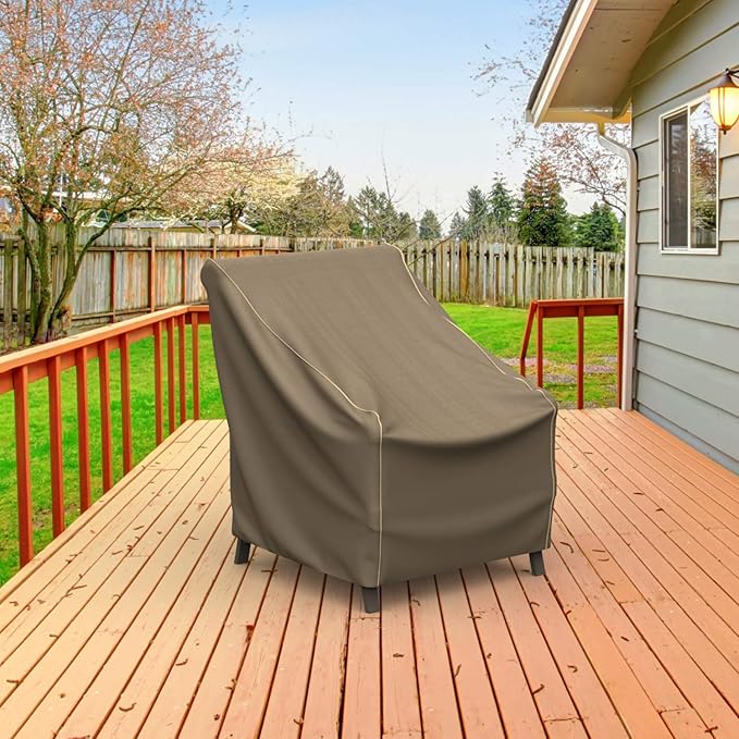 Budge NeverWet Hillside Slim Patio Ottoman Cover/Coffee Table Cover, Premium Outdoor Waterproof Patio Furniture Covers, Medium, Black and Tan Weave