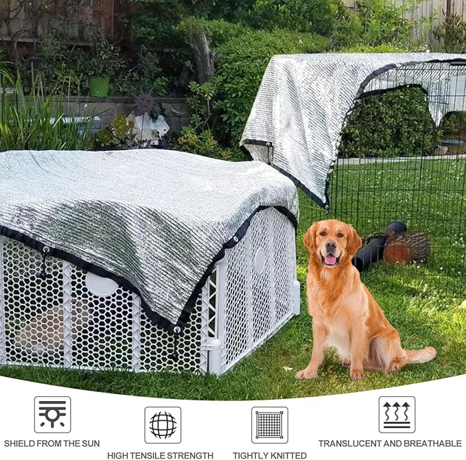 80% Silver Shade Cloth for Garden,Pergola,Greenhouse,Chicken Coop,Kennels,Shade Cloth with Grommets,Simple Hanging Covers
