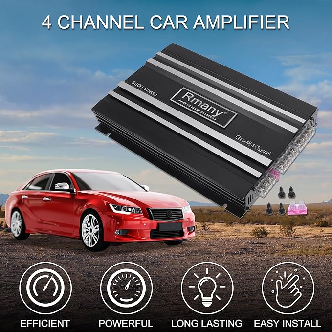 Car 12V 4 Channel Car Amplifier Stereo Audio 5800W Compatible | 4 Channel Car Amplifier Black 1 Pcs