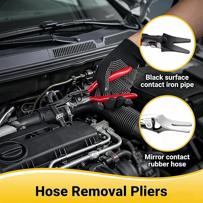 9PCS Disconnect Pliers Electrical Connector Removal Tool with Bag and golve | Hose Clamp Pliers & Fuel Line Disconnect Tool Set, Safe Tight Engine Bay Repair, Electrical Connector Removal & Maintenance