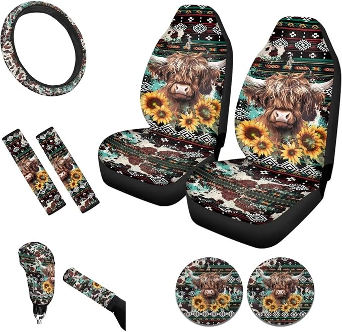Tupalatus Yak Car Seat Covers Car Coaster Steering Wheel Cover Seat Belt Shoulder Pads Gear Shift Knob Cover Handbrake Brake Cover Universal Auto Accessories 9 Pack Decor