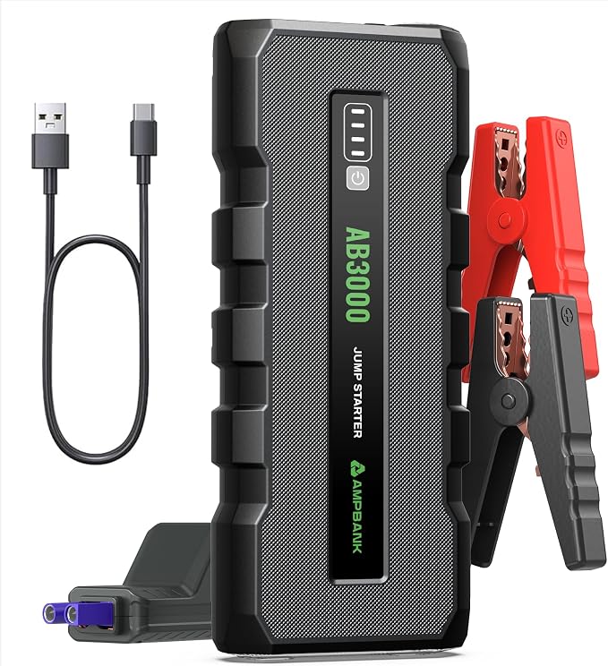 Battery Jump Starter 3000A, 12V Jumper Box for Car Battery Portable, Car Jumper for Up to 6.0L Gasoline and 4.0L Diesel Engines, AB3000 Portable Jump Starter