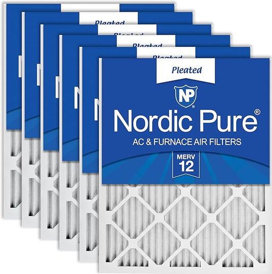 Nordic Pure 18x18x1 (17 3/4 x 17 3/4 x 3/4) Pleated MERV 12 Air Filters 6 Pack