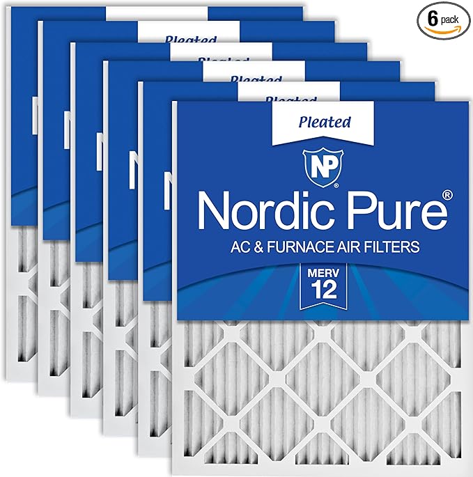 Nordic Pure 12x20x1 (11 1/2 x 19 1/2 x 3/4) Pleated MERV 12 Air Filters 6 Pack