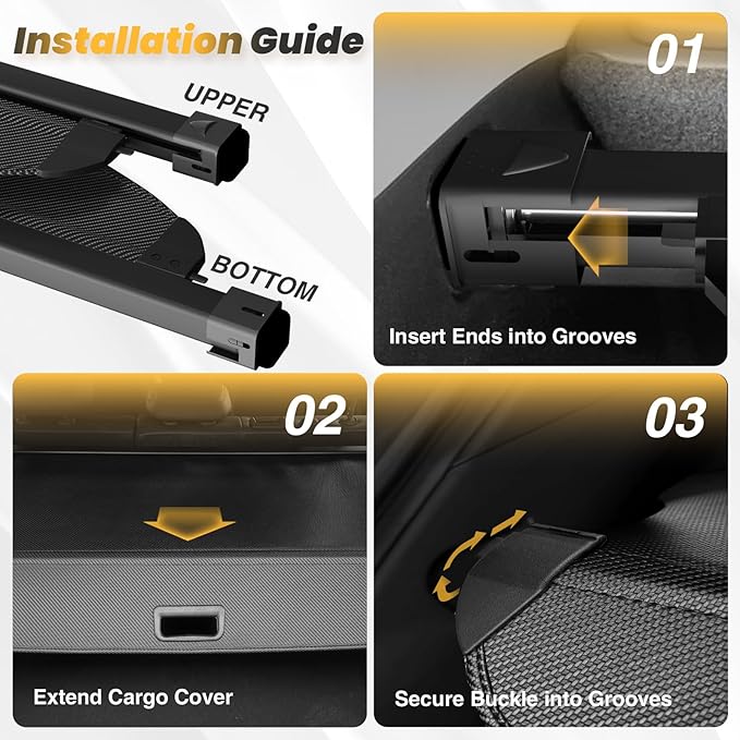 Trunk Cargo Cover for Kia Sportage 2023-2025 2026, with Carbon Fiber Texture Ends, Anti-Peeping Retractable Security Shade for Privacy, Kia Sportage Accessories