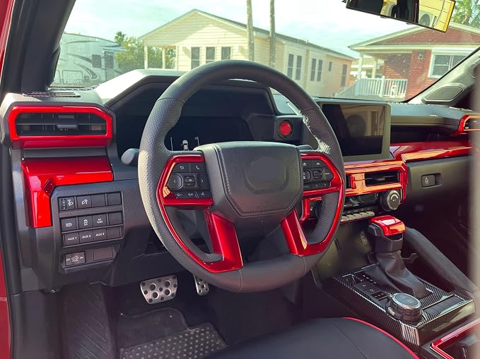 Dashboard Cover for Toyota 4Runner 2025 2026 Interior Accessories 8inch&14inch Display Center Consoles ABS Frame Trim (Dark Red, Dashboard Cover for 4Runner)