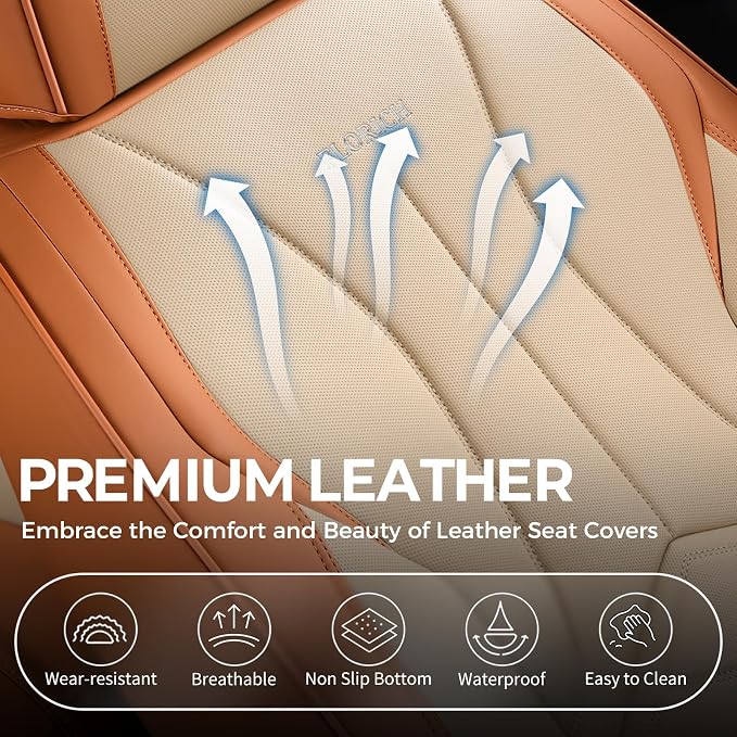 FLORICH Front Car Seat Covers, Leather Seat Covers for Cars, Waterproof Car Seat Protectors 2 Pack, Front Seat Covers for Cars, Automotive Seat Covers Protector Fit for Most Sedans SUV Pick-up Truck