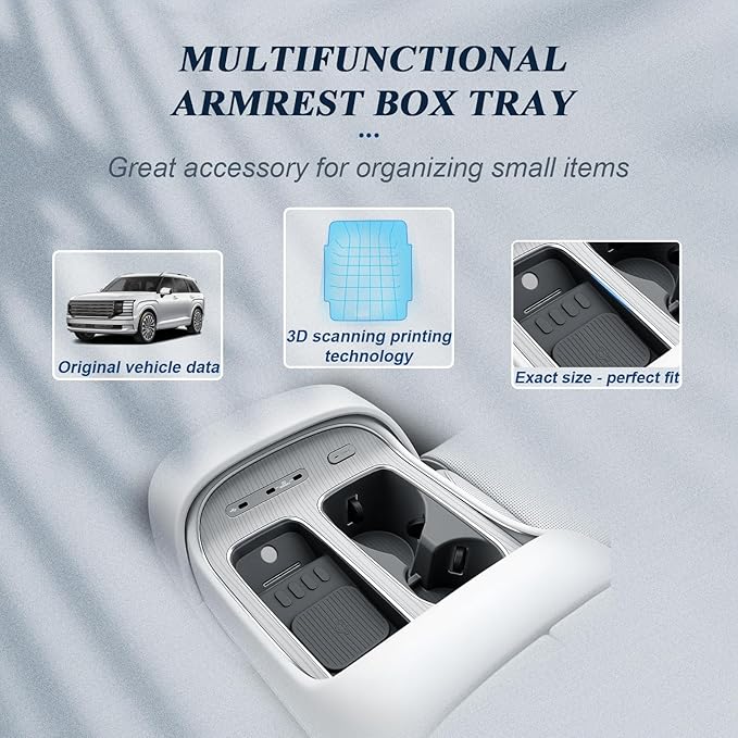 BIBIBO for 2026 Hyundai Palisade Center Console Organizer 2026 Hyundai Palisade Lower Center Console Organizer+ Insert Cup Holder& Wireless Charging Mats 2026 Palisade Console Insert Tray
