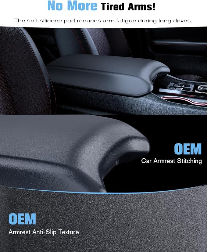 For 2023~2026 Honda Pilot/2024~2026 Passport&Ridgeline 2-in-1 Silicone Center Console Armrest Cover& Armrest Hidden Privacy Tray - [OEM Design& Friendly Liquid Silicone Rubber] - Thin Black