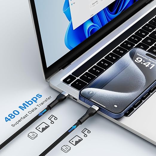 Conable USB Type C Cable (0.6FT, 10-Pack), USB-C to USB C Fast Charging Cable, Compatible with iPhone 17 Air 16 15 Plus Pro Max, iPad Pro, Galaxy S25 S24 S23, CarPlay, LG and More