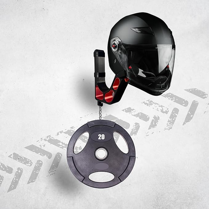 Wall Mounted Helmet Holder – Heavy Duty Motorcycle Helmet Hanger Rack for Garage Storage | Helmet Wall Mount for Motorcycle, Bicycle, Football & VR Headset | 3D Printed PETG Helmet Hook – Red