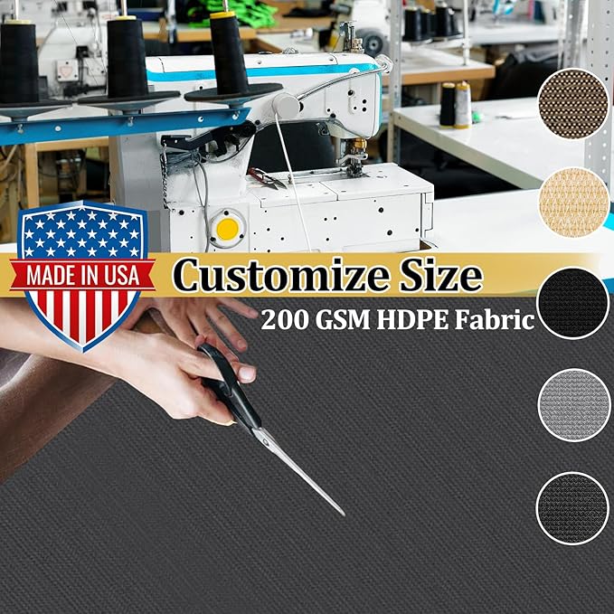 Shade&Beyond Customized Size 4' X 4' Shade Cloth with Grommets, 90% UV Protection UV Protection Mesh Tarp Sun Screens for Patio GN04, Dark Gray
