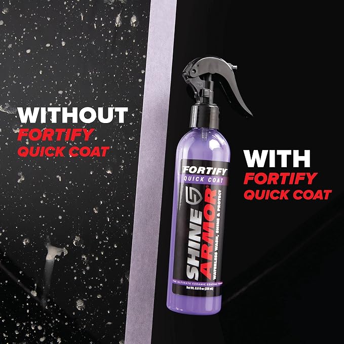 SHINE ARMOR Fortify Quick Coat - 8oz Ceramic Waterless Detailer Spray | 3-in-1 Wash, Wax & Nano-Ceramic Coating | Mirror Shine, Zero Streaks, No Dust Residue | 6-12 Month Protection | Made in USA | Spray On, Wipe Off. Ceramic Protection That Lasts 6 to...