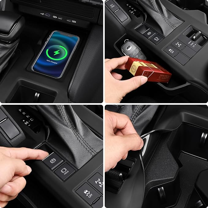 Console Silicone Storage Box for 2024-2025 2026 Toyota Land Cruiser 250 1958 Prado LC250 J250 Center Cup Wireless Charging Pad Seat Seam Storage Box Interior Tuning Accessories (Black) 1