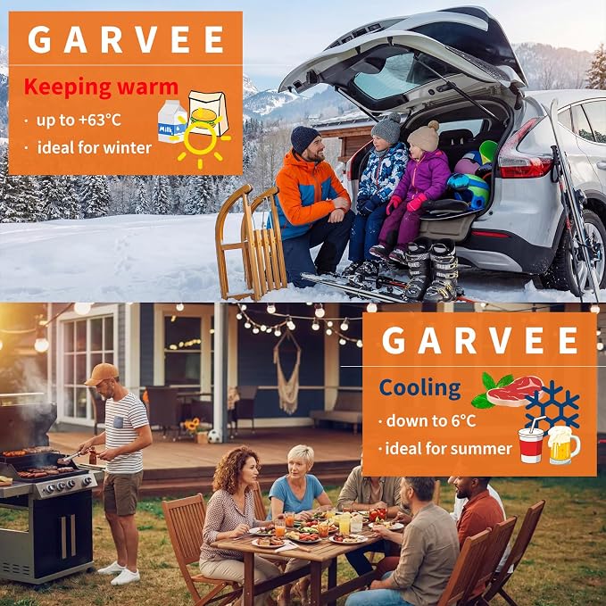 Garvee Electric Cooler & Warmer with Handle | 30 L Portable Thermoelectric Fridge for Vehicles & Trucks| 110V AC Home Power Cord & 12V Car Adapter for Camping, Travel & Picnics