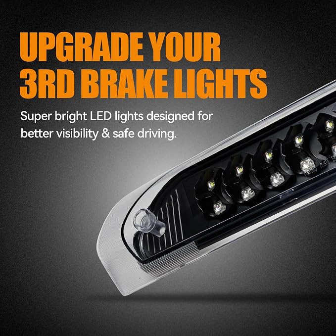 Third 3rd Brake Light, LED High Mount Stop Light Replacement for 2002 2003 2004 2005 2006 2007 2008 Dodge Ram 1500, 2003-2009 Dodge Ram 2500 3500, Rear Center Cab Roof Tail Cargo Lamp