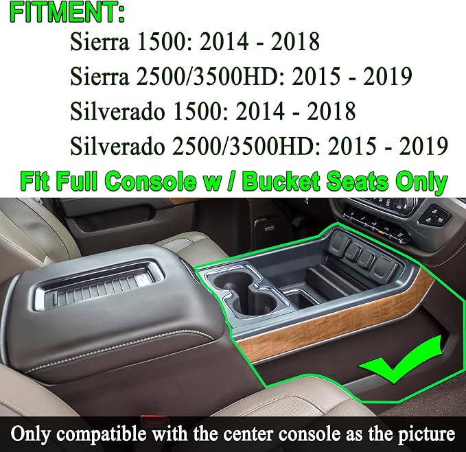 JKCOVER Center Console Organizer Storage Tray and Storage Drawer Tray Compatible with 2014-2018 Chevy Silverado/GMC Sierra 1500 and 2015-2018 Chevy Silverado/GMC Sierra 2500 3500HD Accessories