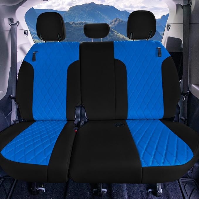 FH Group Custom Fit Car Seat Covers Specifically Made for Toyota Sienna 2021-2024, Blue Ultraflex Neoprene 3rd Row Set Automotive Seat Covers, 7-8 Seater SUV Seat Covers, Toyota Accessories