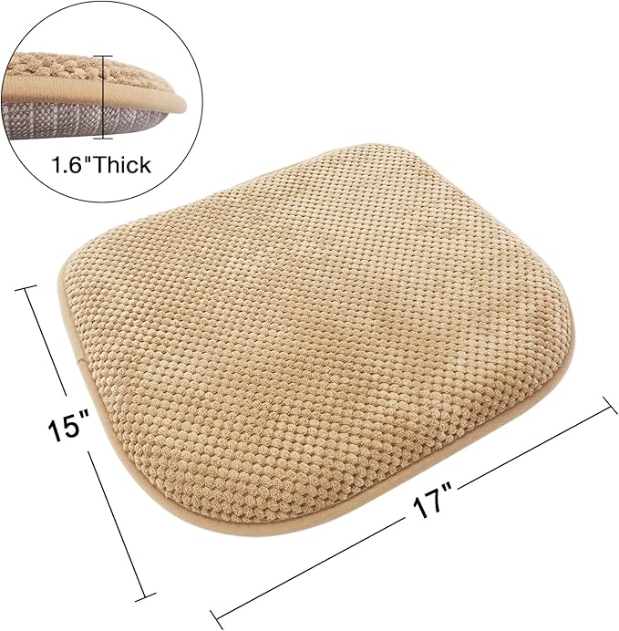 Khaki Chairs Cushions for Dining Chairs 6 Pack Non Slip Foam Kitchen Seat Cushions Washable Soft Thick Patio Pads Large Wooden Metal Chair Cushions,17" x 15"