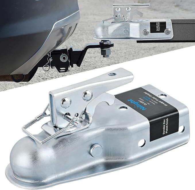 Nilight Straight Trailer Coupler with Security Latch&Chain for 1-7/8 Inch Hitch Ball, 3-Inch Channel,2000 LBS,Heavy Duty Trailler Tongue Coupler for Station Wagon, Truck, Bolted & Welded Installation