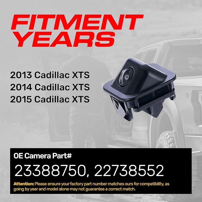 Master Tailgaters Replacement for Cadillac XTS (2013-2015) Rear View Backup Camera OE Part # 23388750, 22738552