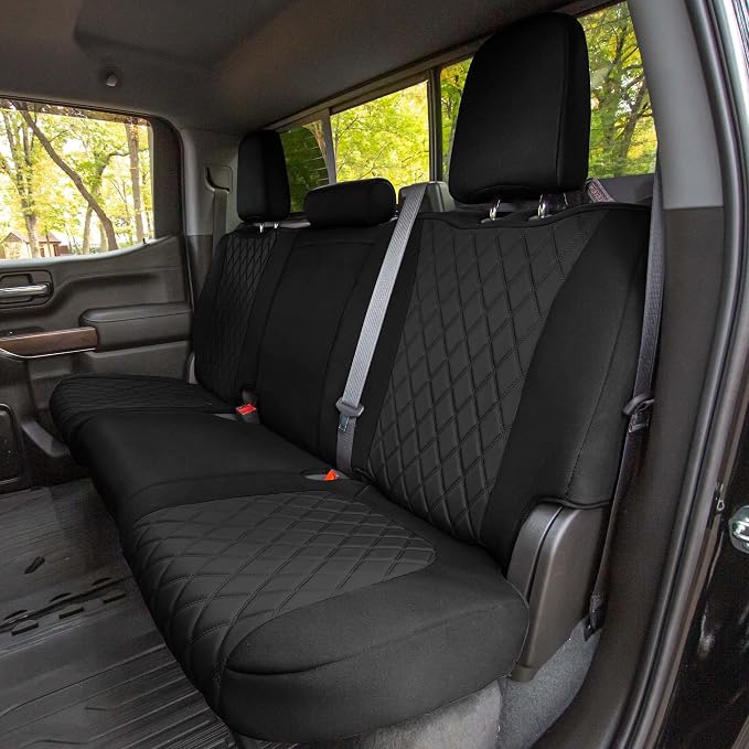 FH Group Custom Fit Car Seat Covers Specifically Made for 2019-2023 GMC Sierra 1500 2500HD 3500HD SLT AT4 Denali - Ultraflex Neoprene Water Resistant Automotive Seat Covers - Full Set Black