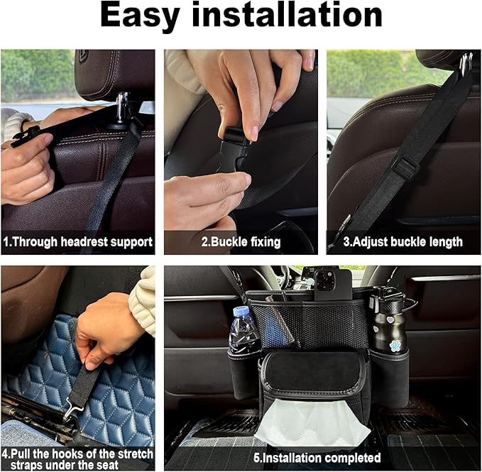 Car Handbag Holder Between Seats Suede Large Capacity Car Purse Holder Automotive Consoles