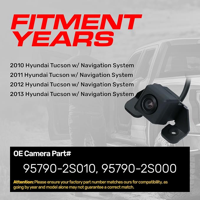 Master Tailgaters Replacement for Hyundai Tucson w/Navigation System (2010-2013) Backup Camera OE Part # 95790-2S010, 95790-2S000