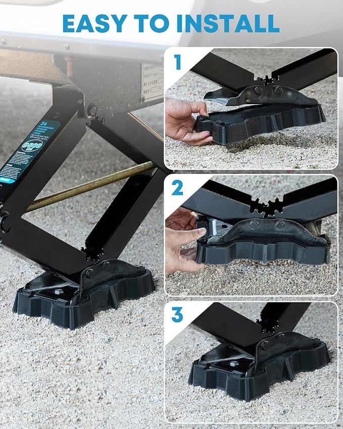 Kohree 2 Pack RV Stabilizer Jack Pads Fits Foot Base 8.75"-9.5" x 5.5", Heavy Duty Rubber Scissor Jack Foot Plate Pads, RV Leveling Blocks for Trailer & 5th Wheels