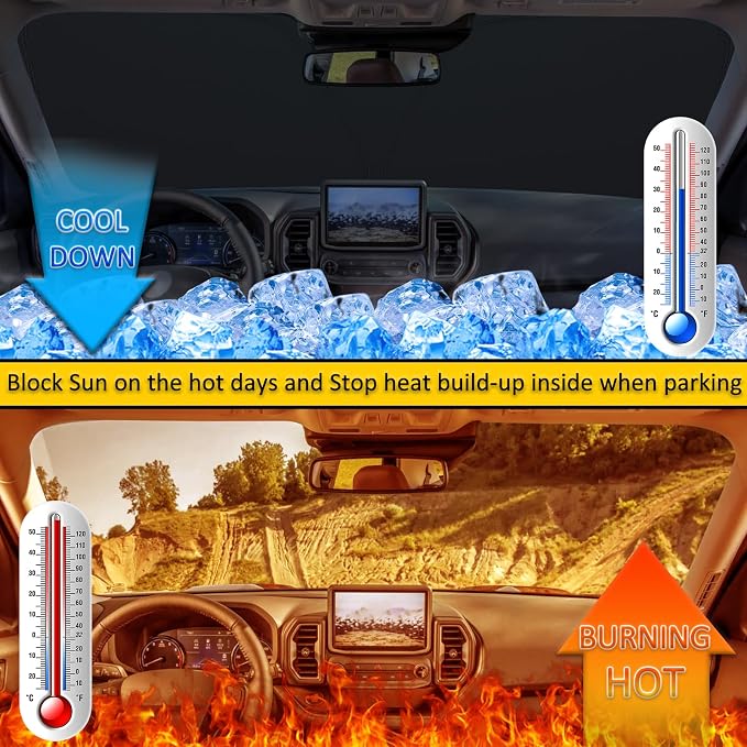 TOPINSTALL 2026 New Console Tray and Sunshade Compatible with 2026 Ford Bronco Sport Accessories, Long Compartment Storage Organizer Front Window Sun Protector（Not for Full Size Bronco