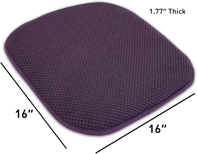 Sweet Home Collection Cushion Memory Foam Chair Pads Honeycomb Nonslip Back Seat Cover 16" x 16" 6 Pack Eggplant Purple