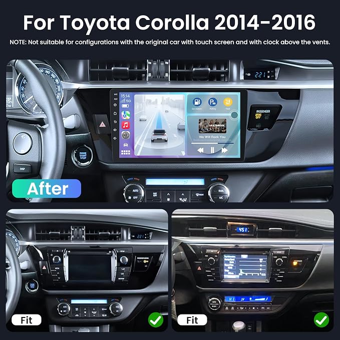 Car Radio for Toyota Corolla 2014-2016: Upgrade Android 13 Head Unit with 1280 * 800 HD Touchscreen Stereo Carplay Android Auto 5G WiFi Bluetooth 1080P Backup Camera GPS FM