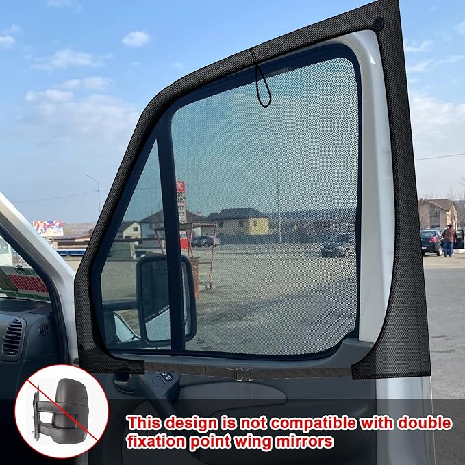 Magnetic Van Window Screens, 42 x 29 inches Front Door Bug Screens (Pair), Universal Size for Promaster, Sprinter and Other Vans & Cars, Keeps Bugs Out Magnetic Bug Mesh, Easy to Install