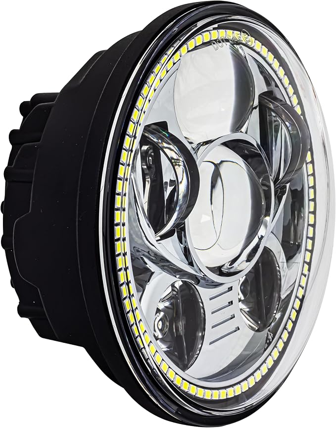 Eagle Lights 8900CG3H-SCOUT Indian Scout Motorcycle Headlight with White Halo Ring, Fits 2015+ Scout 60, Scout and Bobber, Chrome