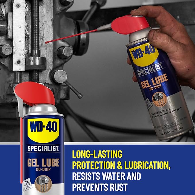 WD-40 Specialist Gel Lube with Smart Straw Sprays 2 Ways, Twin Pack, 10oz cans, No drip Lubricant, Non-Fling Lubricant, (Pack of 2) (300851)