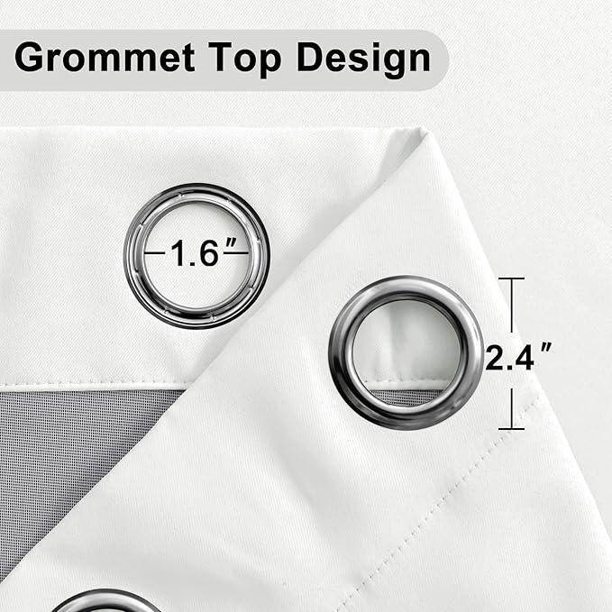 XWZO 100% Blackout Window Curtains 84 Inches Long- Thermal Insulated Black Liner Grommet Window Treatment Sewn with Tiebacks for Bedroom/Living Room/Nursery, Ivory, W52 x L84, Set of 2 Panels