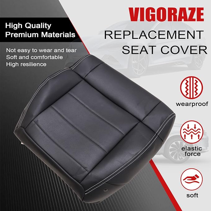 Front Driver & Passenger Side Bottom Replacement Leather Seat Covers Black #ALX9 Compatible with Jeep Wrangler JK Sahara Rubicon Sport X-S Islander Mountain Unlimited 2008 2009 2010 2011 2012