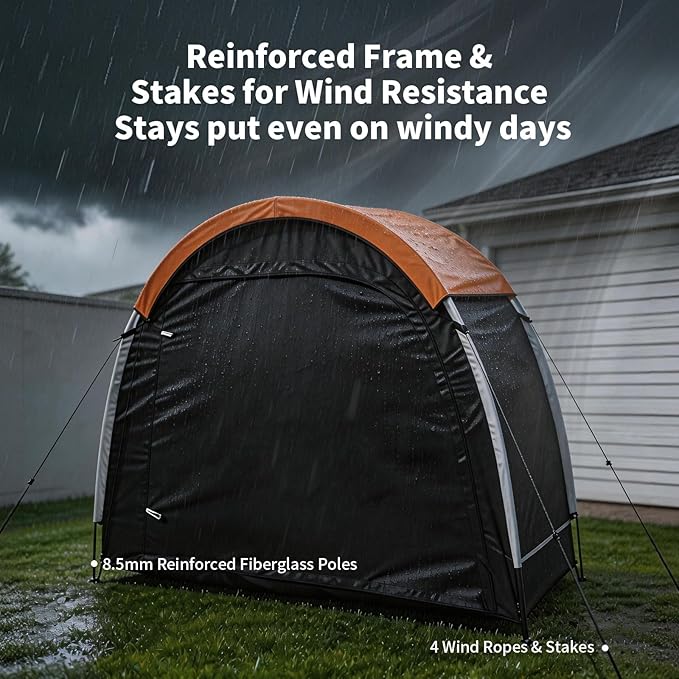 Bike Storage Tent with Rain Cover & Mesh Window, PU5000 Waterproof Bike Shed for 2-3 Bikes, Portable Outdoor Storage Shelter for Bicycle, Motorcycle, Lawn Mower, Garden Tools (6.6x2.6x5.6FT)