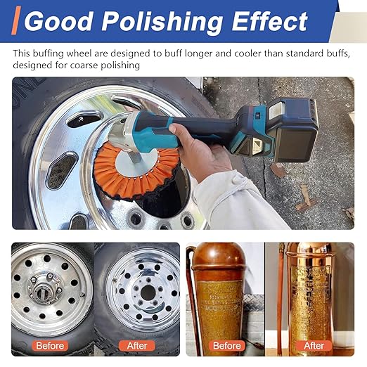 8" White Airway Buffing Wheel,5/8'' Arbor Hole,16 Plys/Fine Polishing for Angle Grinder,2PCS