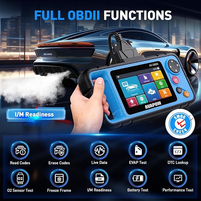 AVAPOW AV-D600 OBD2 Scanner – 4 Systems Diagnostic for Engine/Transmission/SRS/ABS, with Oil/EPB/Battery Reset, Auto VIN Car Code Reader, Lifetime WiFi Updates, Works with 7000+ Vehicles