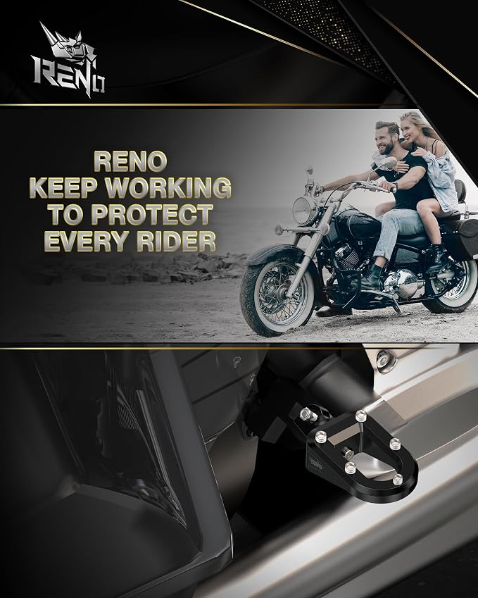 RENO Motorcycle Floorboards, Passenger+Driver Touring Footboard Combo Wide Foot Pegs Board Pedal Stretched Compatible with Electra Street Glide Road King Ultra Limited Trike Softail (Aluminum, Black)