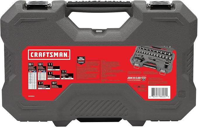 CRAFTSMAN OVERDRIVE 49-Piece Gunmetal Chrome Mechanics Tool Set, Standard SAE/Metric Socket Set, with Hard Case (CMMT99049L)