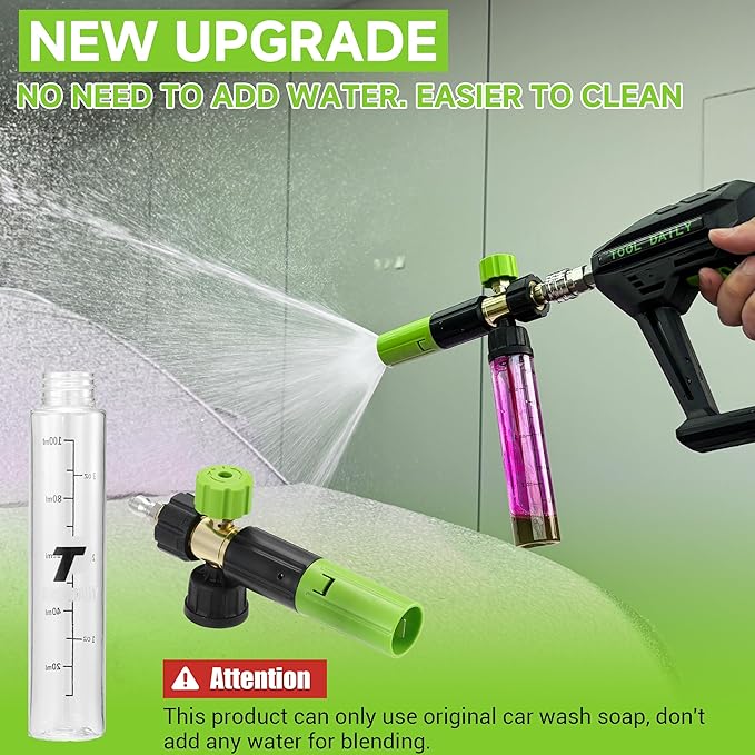 Tool Daily Short Pressure Washer Gun with Mini Foam Cannon, 1.1 mm Orifice for Foam Cannon and Foam Maker