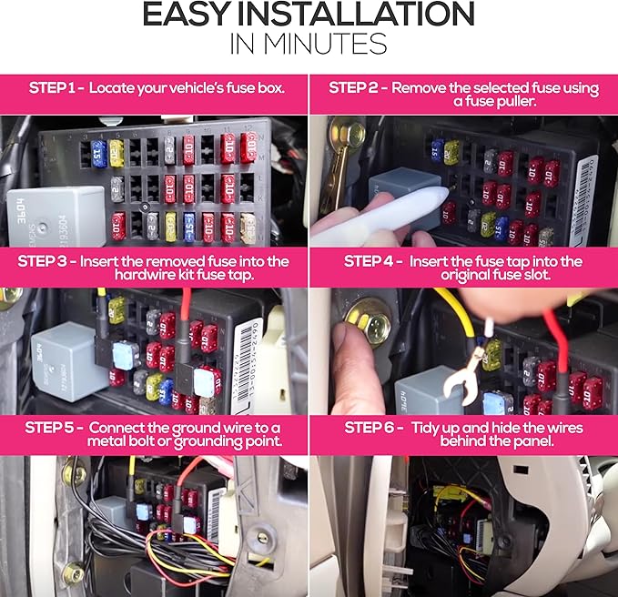 Dash Cam Hardwire Kit Type-C - 24-Hour Parking Car Accessories, Easy Install with Voltage Protection, No Splicing Required