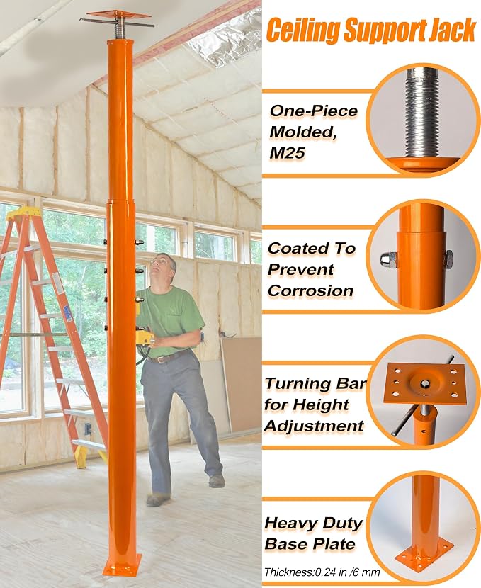 House Floor Jack, 54"-155" Adjustable Post Basement Support Pole Jacks, Heaty Duty Telescoping Jacks for Leveling, Floor Joist Jack for House Lifting Temporary Support, 18000 lbs Max Load Capacity