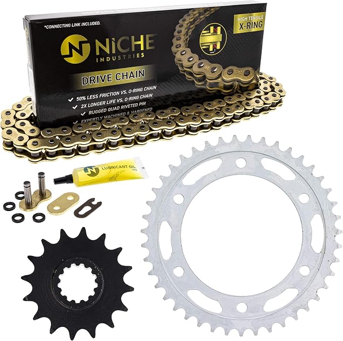 NICHE Drive Sprocket Chain Combo for Honda CBR600RR Front 16 Rear 43 Tooth 525VM-X X-Ring 112 Links