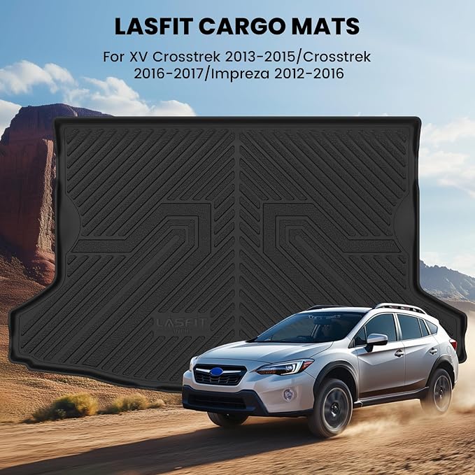LASFIT Cargo Mat for Subaru Crosstrek 2016-2017/XV Crosstrek 2013-2015/Impreza 2012-2016(Impreza not fit Seden),All Weather TPE Custom Fit Easy Clean Durable Trunk Mat for Subaru Cargo Liner,Black