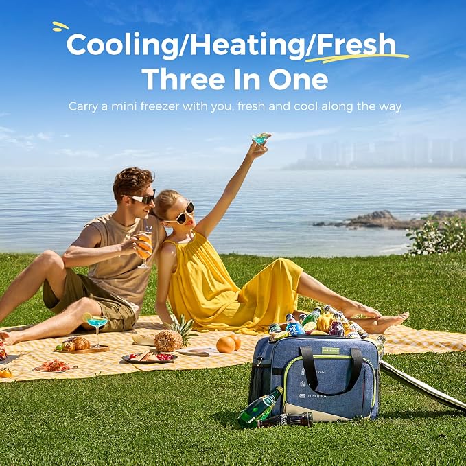 outohome Electric Portable Cooler Plug in 12V Car Cooler Bag, Warmer Bag for vehicle, DC Power Cord,25L Insulated Lunch Bag for Family Outings, Grocery,Camping,Truck Drivers,All Season ﻿