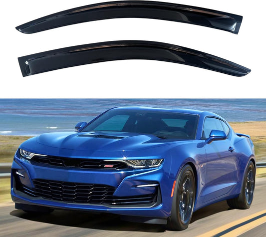 KPY Window Visors Compatible with Chevrolet Camaro Coupe 2010-2024, 2PC Rain Guard Side Vent Deflectors Tape-On Style, 2010 2011 2012 2013 2014 2015 2016 2017 2018 2019 2020 2021 2022 2023 2024