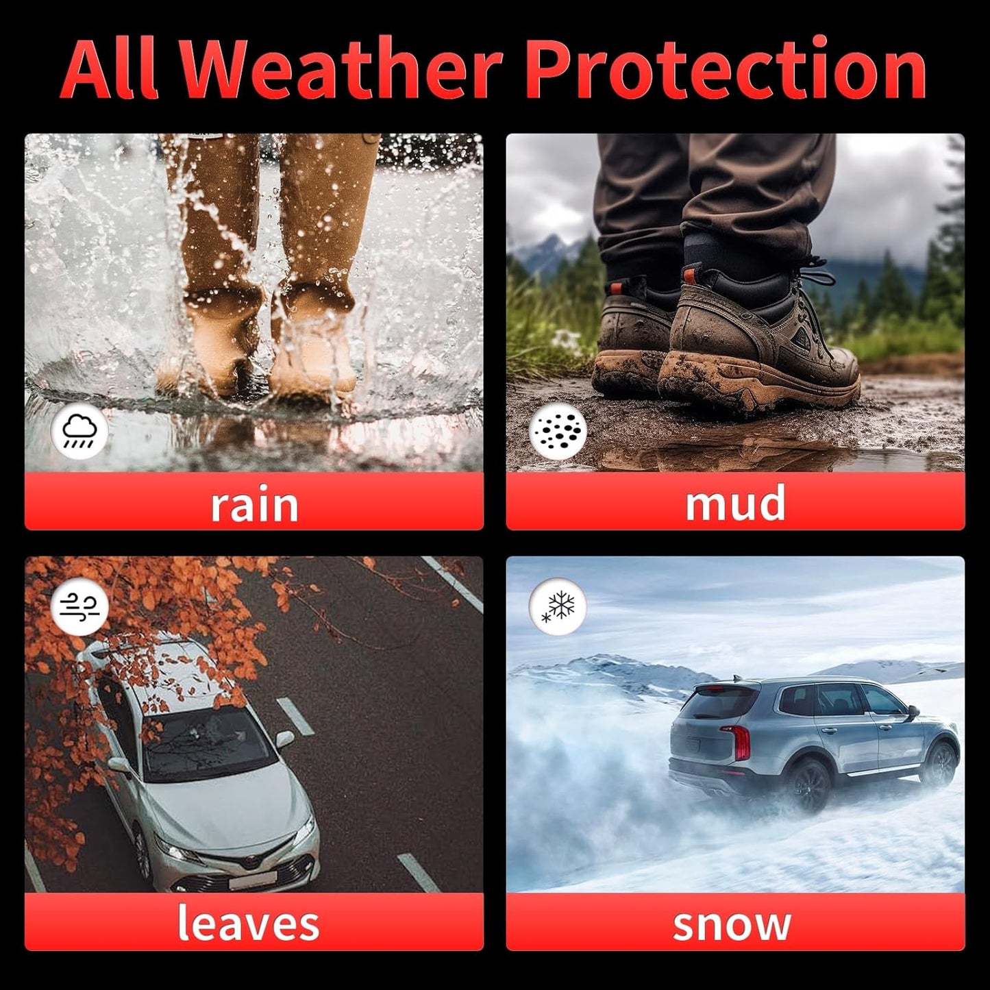 Wayhigh-All Weather Floor Mats and Cargo Mat Set Fit for 2020-2024 2025 Ford Escape (NO Hybrid) Custom Fit TPE Car Mats Waterproof Heavy Duty Rubber Floor Liners for Escape Accessories